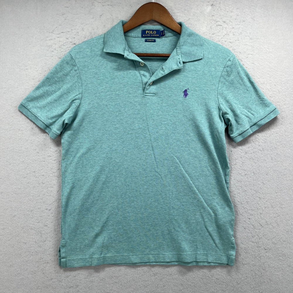 Ralph Lauren Polo Shirt Mens Small Green Classic Fit Short Sleeve Preppy Golf
